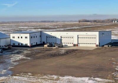 large white commercial steel building