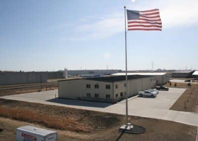Building with american flag
